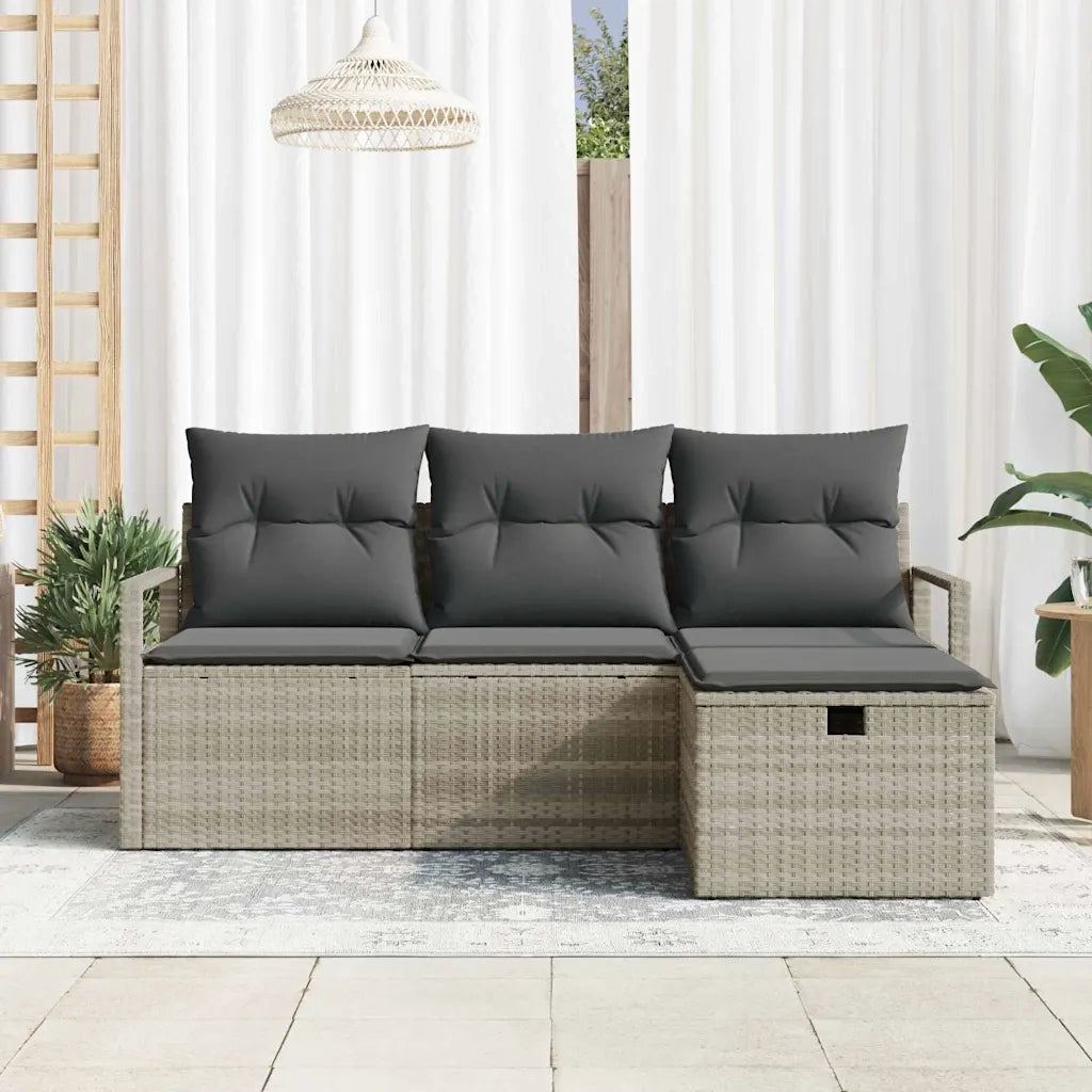 Set di divani con cuscino 4 pcs Grigio chiaro polyrattan 3359151