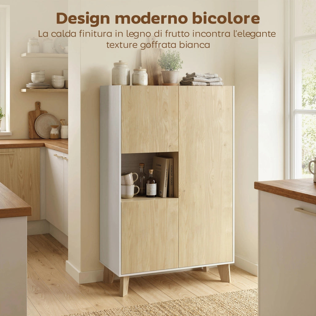 Credenza ¨C Minimal ¨C Bianco e Legno 120x40x90