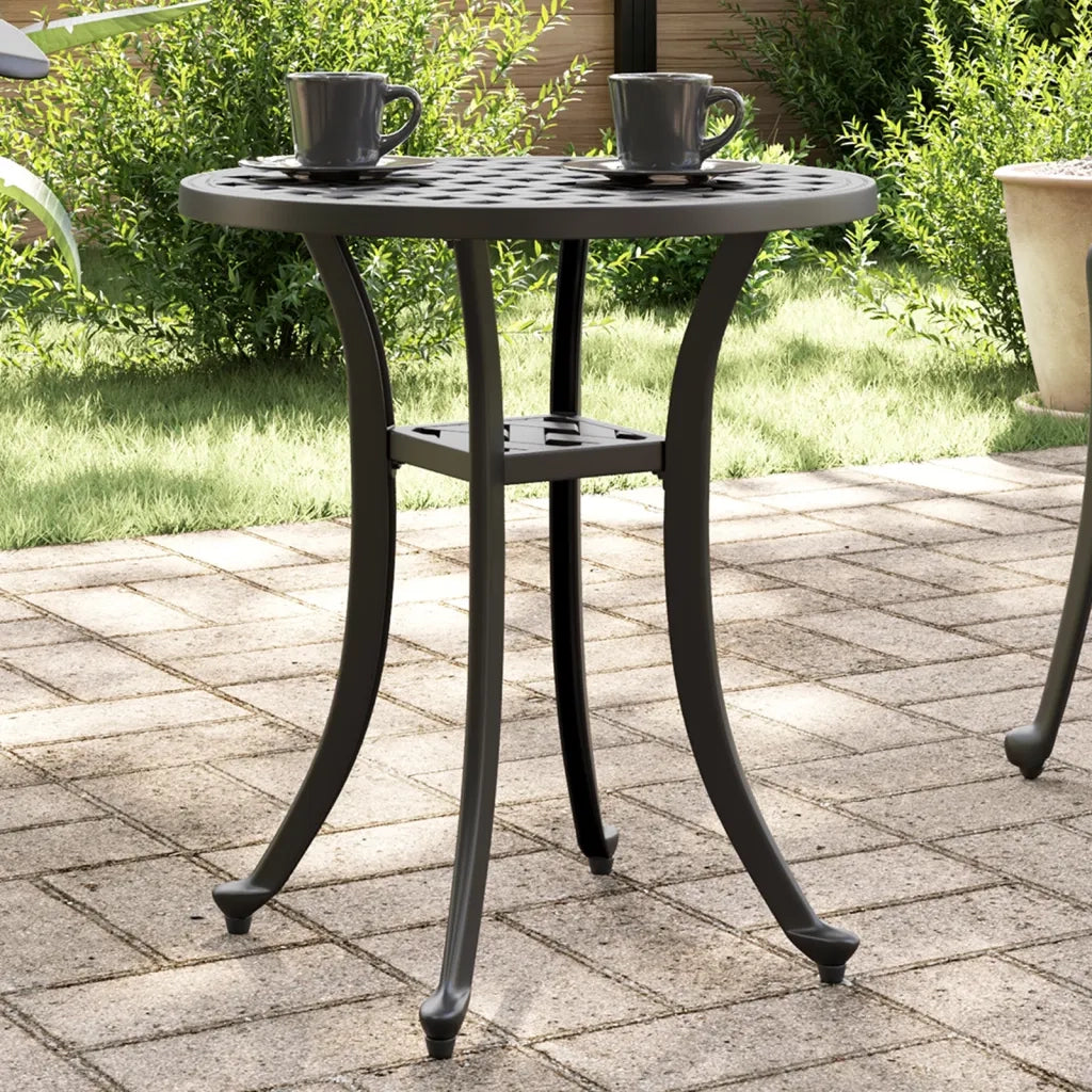 Tavolo da Giardino | Tavolino da esterno Nero ?48x53 cm in Alluminio Pressofuso