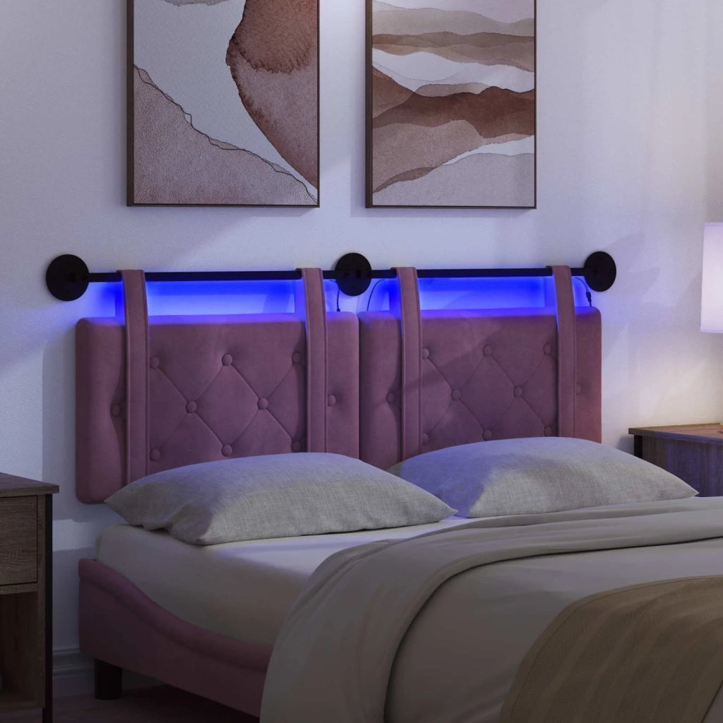 Testiera | Testata sospesa Con luce LED Viola Velluto