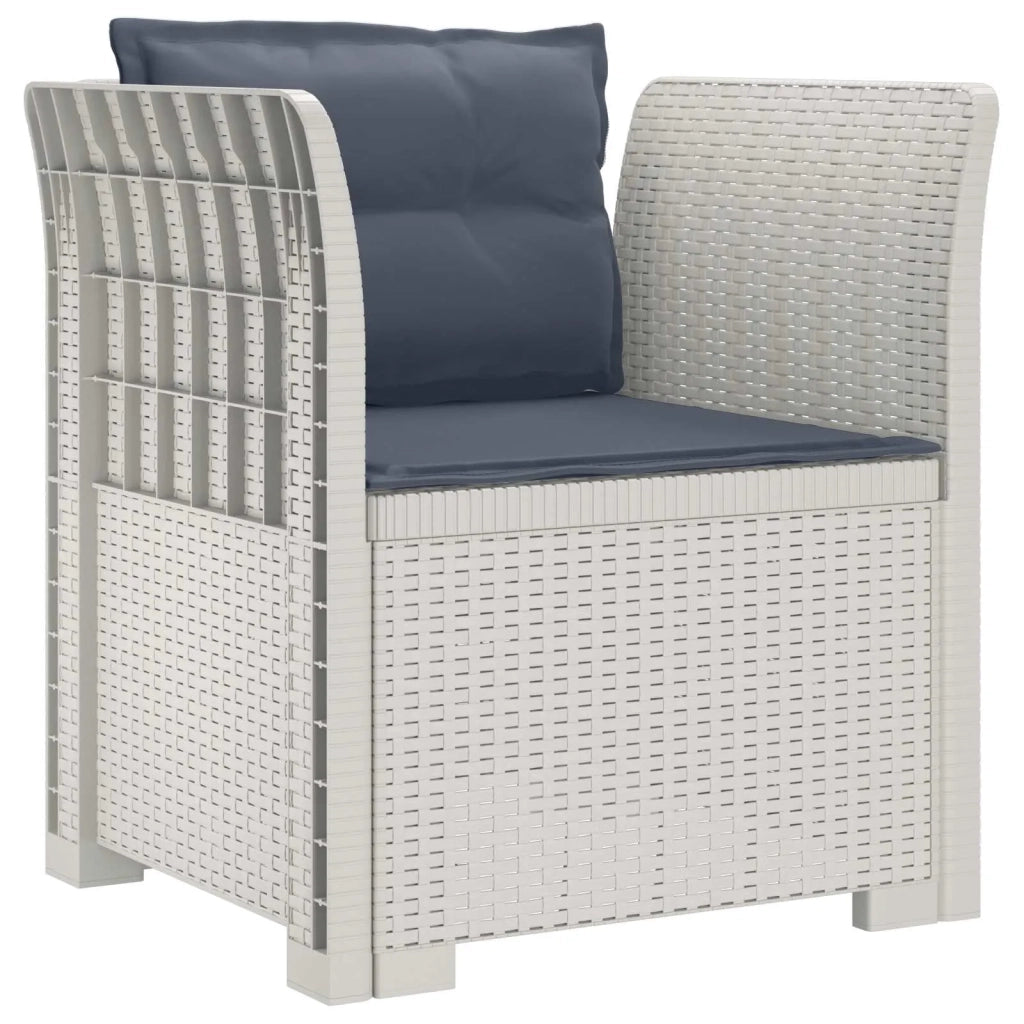 Poltrona a 1 Posto con Cuscini Aspetto Rattan PP Bianco 8011879