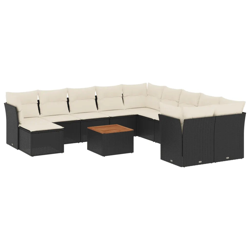 Set Divani da Giardino 12 pz con Cuscini Nero in Polyrattan 3256308