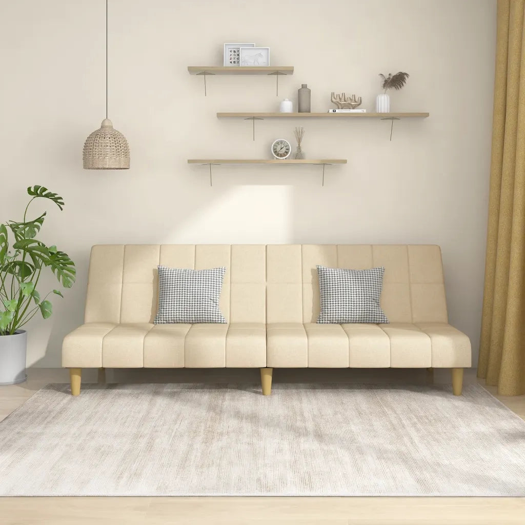 Divano letto | Sof¨¤ letto | Letto singolo a 2 Posti Crema in Tessuto