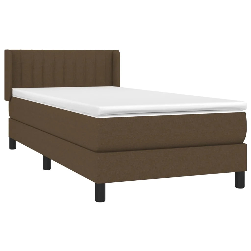 Giroletto a Molle con Materasso Marrone Scuro 80x200 cm Tessuto
