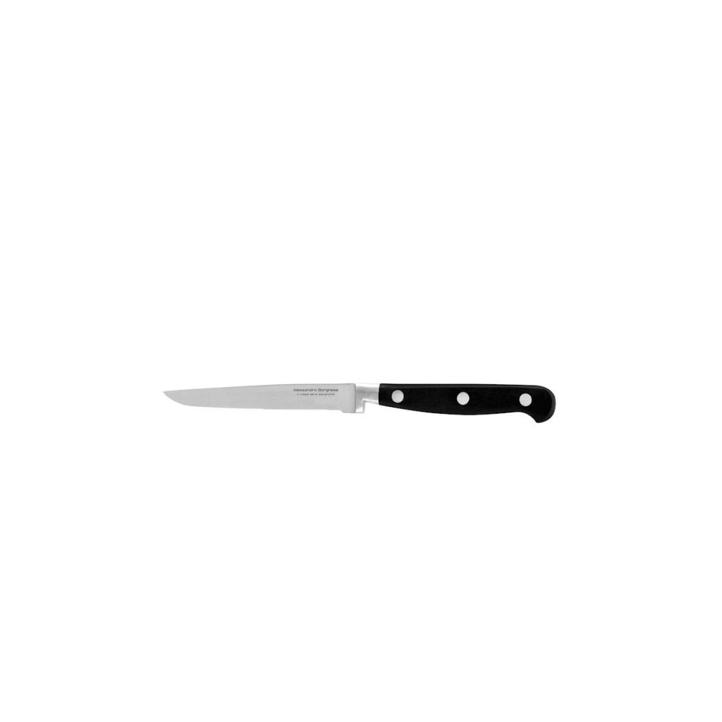 Coltello per bistecca a mezza seghettatura con manico nero