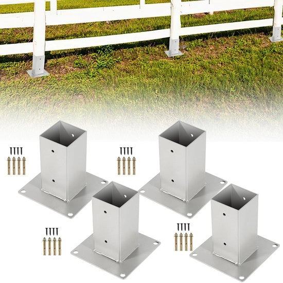 Set di 8 piedini quadrati, 100 × 100 mm, altezza 15 cm, piedino quadrato, supporto portante per cancelli