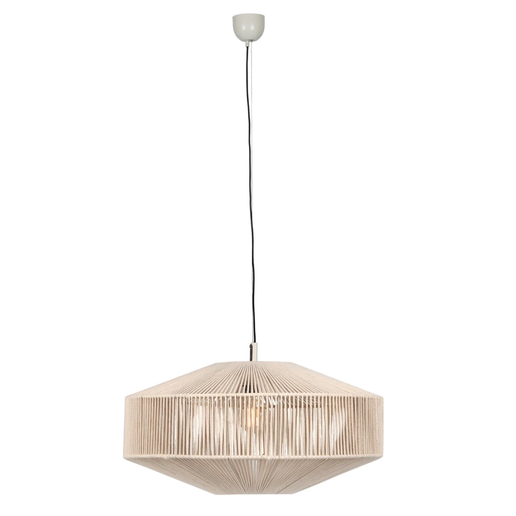 Lampada a sospensione boho beige cotone 61cm E27 Trio