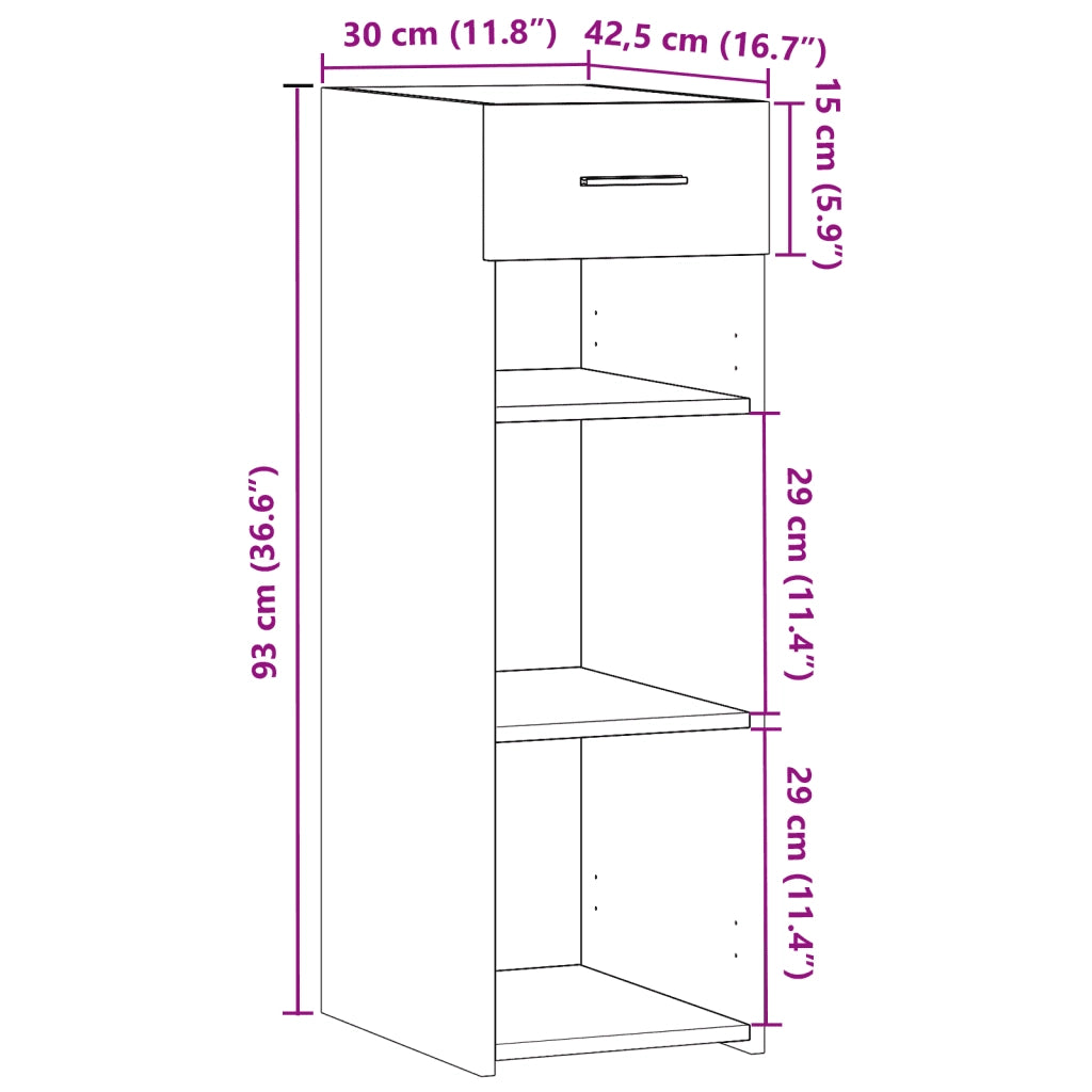 Credenza Nera 30x42,5x93 cm in Legno Multistrato 846307