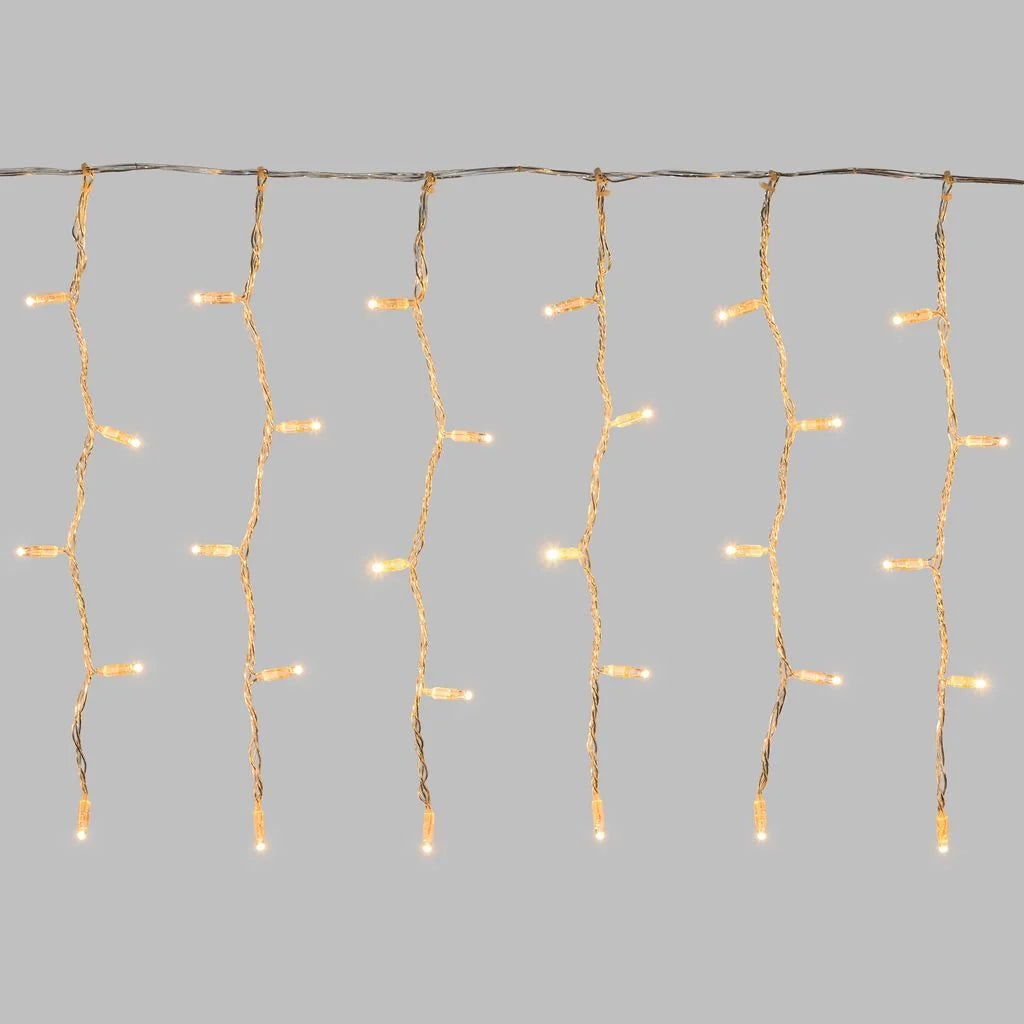 Tenda con maxiled bianco caldo o bianco freddo, cavo trasparente, prolungabile diverse misure - bianco-caldo - 0.5 M -.