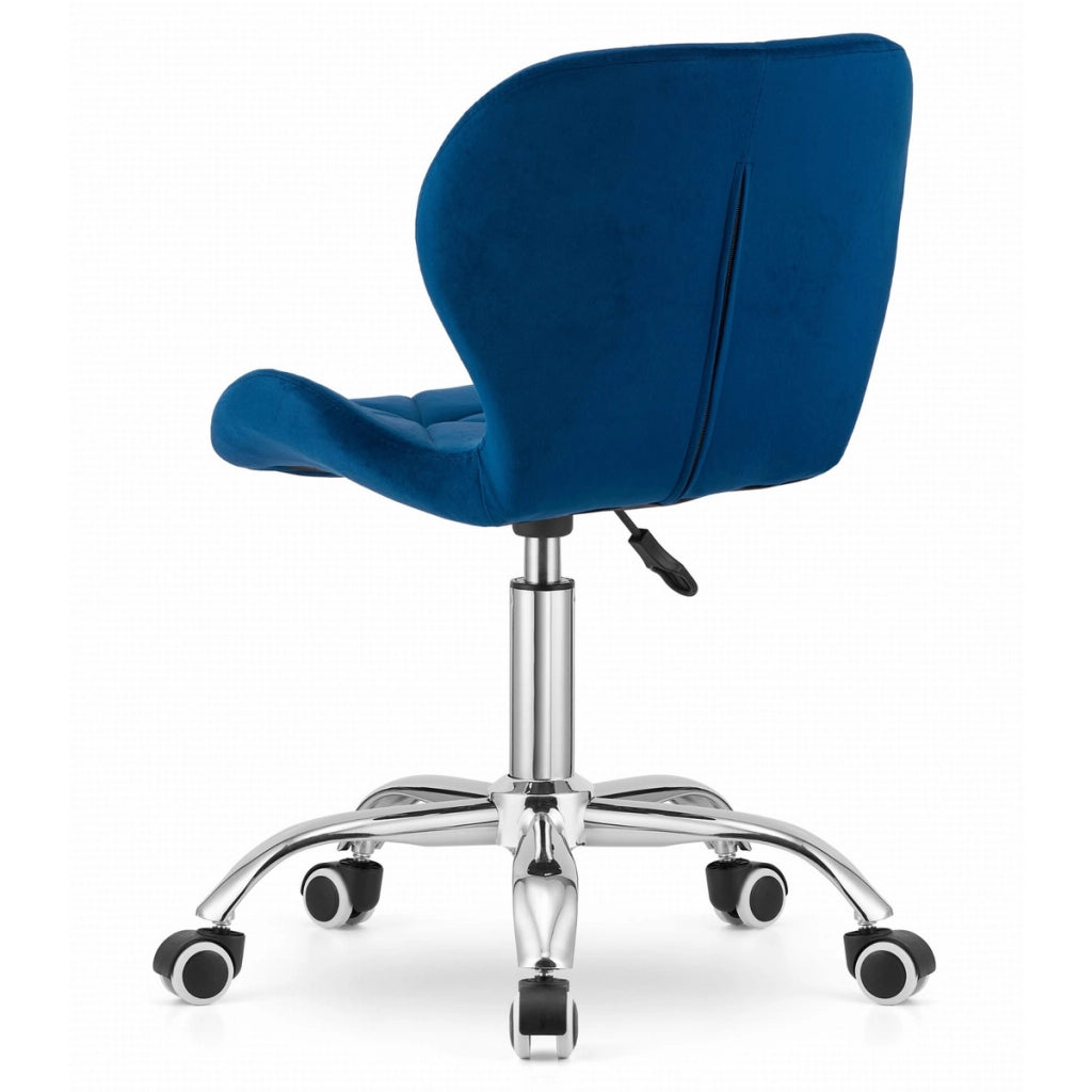 Sedia da ufficio rotante Avola in velluto blu navy