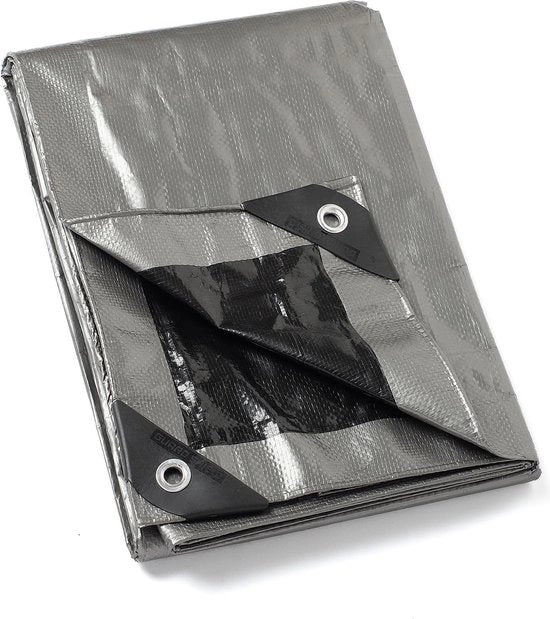Telaio di copertura, con anelli di fissaggio, impermeabile, 2 m x 2 m, grigio, argento/nero, telaio multifunzionale in poliestere, 120 g/m², telaio di copertura, resistente alle fessure, stabilizzato UV