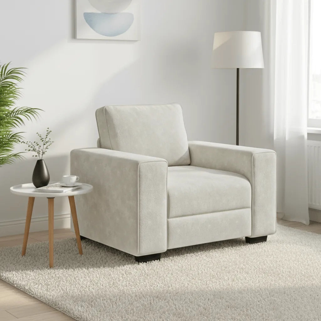 Divano | Divano da soggiorno | Sofa Sedia Crema 100x77x82 cm Velluto
