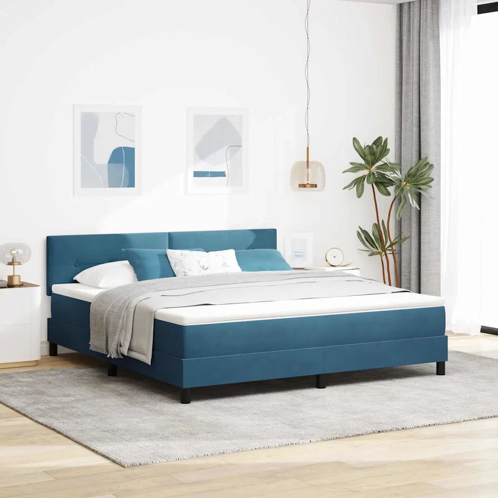 Letto a molle con materasso Blu Scuro 180 x 200 cm Velluto 3339192