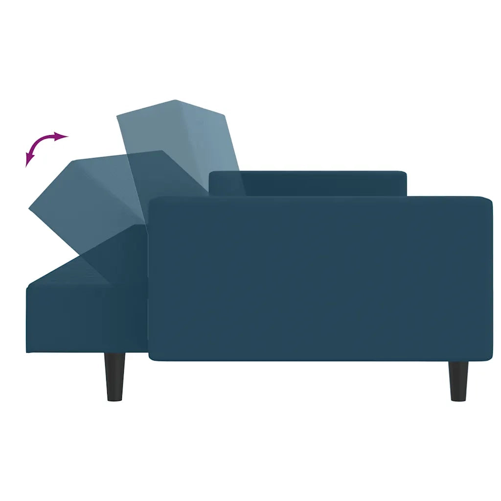 Divano letto | Sof¨¤ letto | Letto singolo a 2 Posti Blu in Velluto