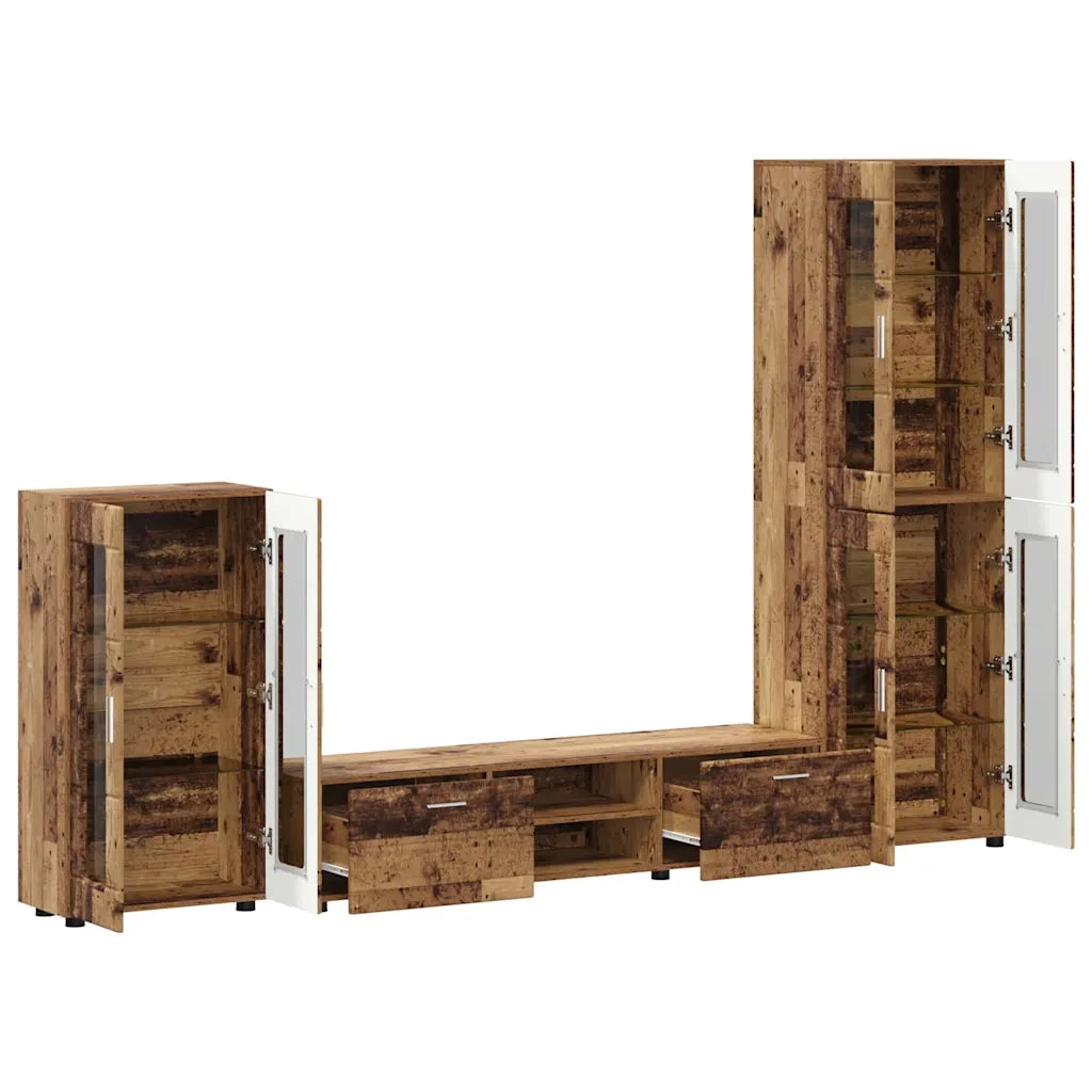 Set mobile TV con porta FLORIN Legno vecchio Legno multistrato