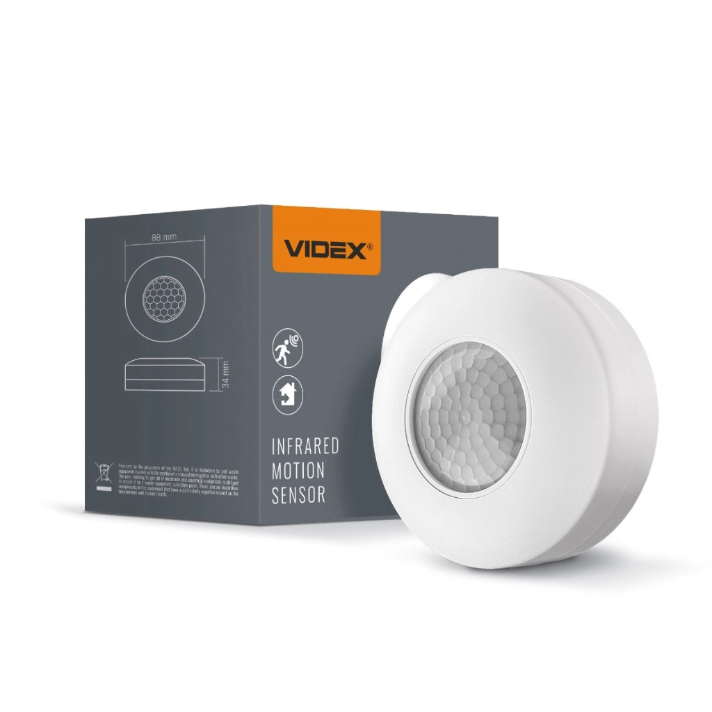 Videx Sensore PIR luce/movimento 8m 1200W IP20 rotondo