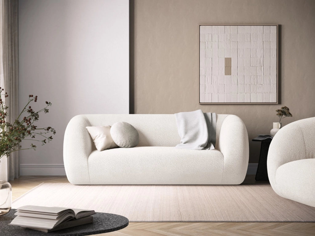 Cosmopolitan Design - Divano "Essen" 2 posti in bouclé bianco 