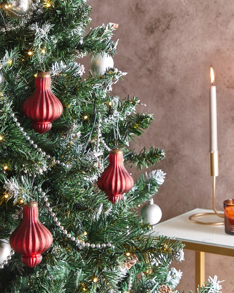 Set di 8 palline di vetro per l'albero di Natale in stile vintage Rosso stile vintage