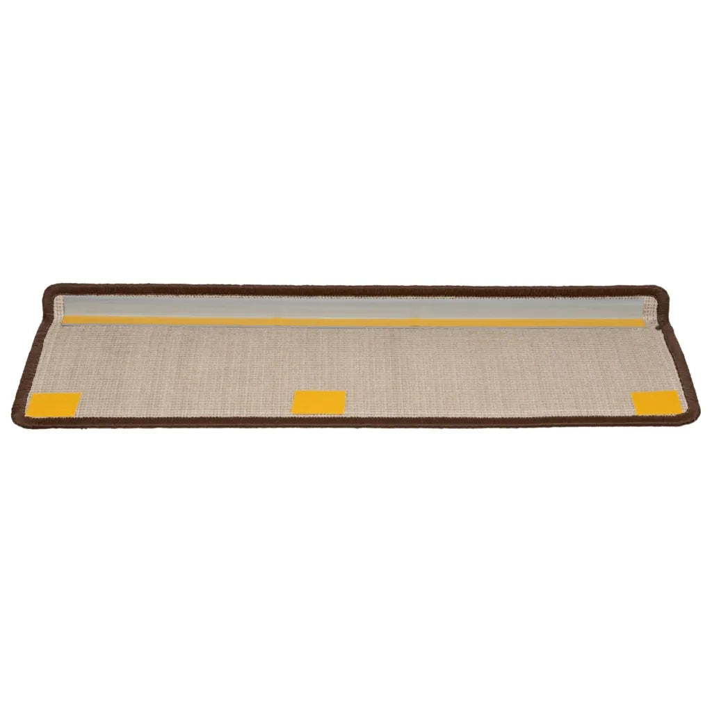 Tappetini per scale 15 pz | Gradini per Scale 65x21x4 cm Marrone Bordo rettangolare