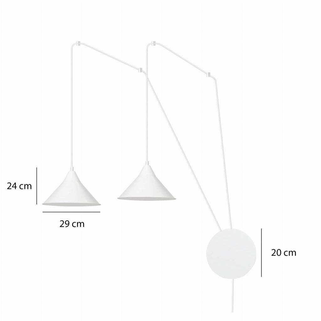 Lampada a sospensione Emibig Abramo bianca 2xE27 Ø24 cm