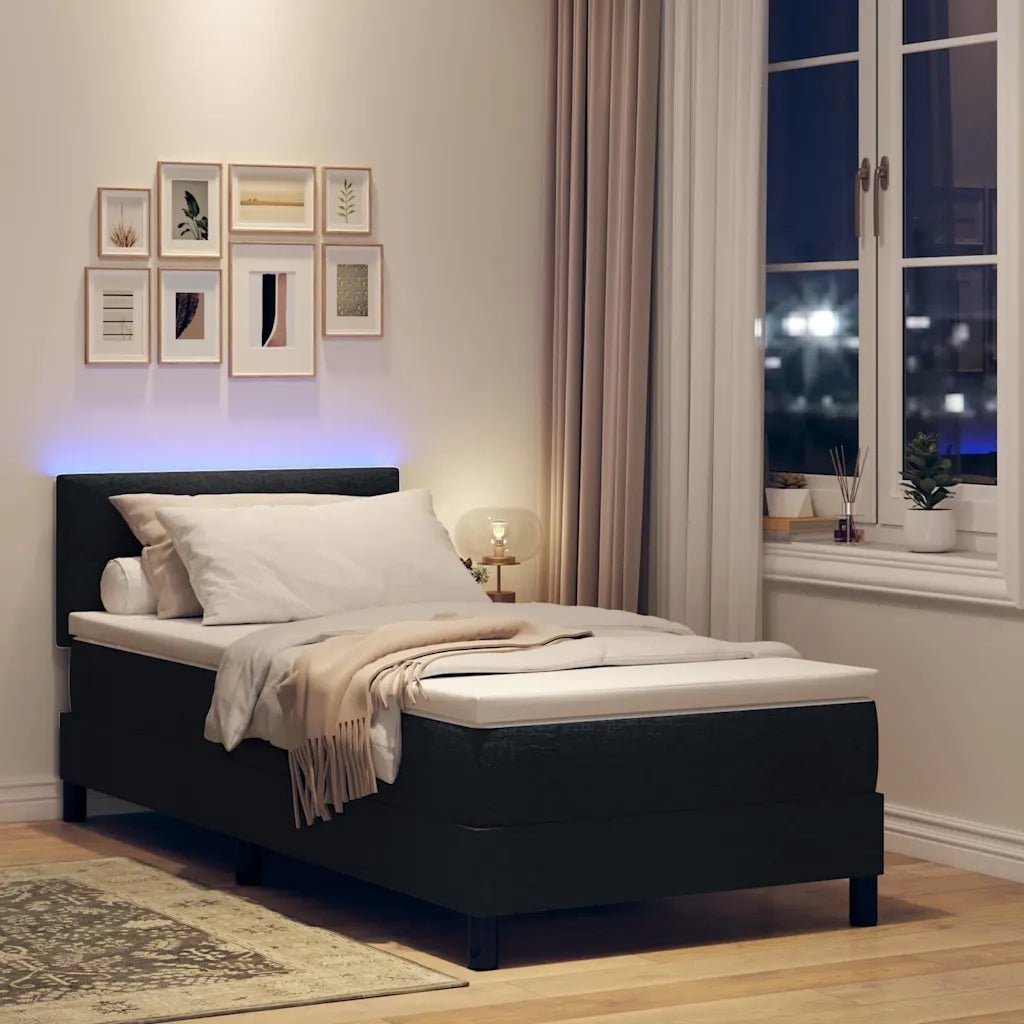 Letto a molle con materasso con led Nero 80 x 200 cm Tessuto 3342165