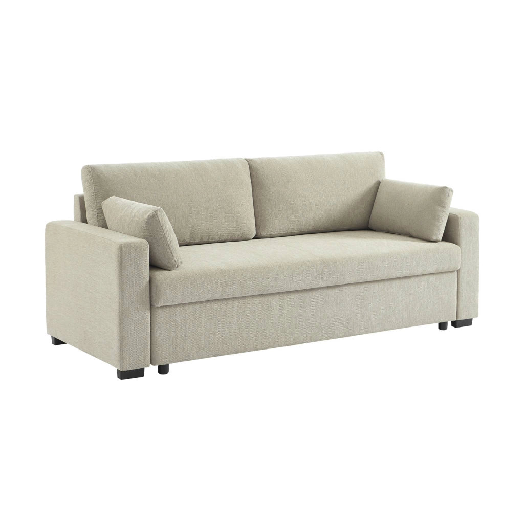 Divano letto in tessuto ciniglia, 3 posti, beige