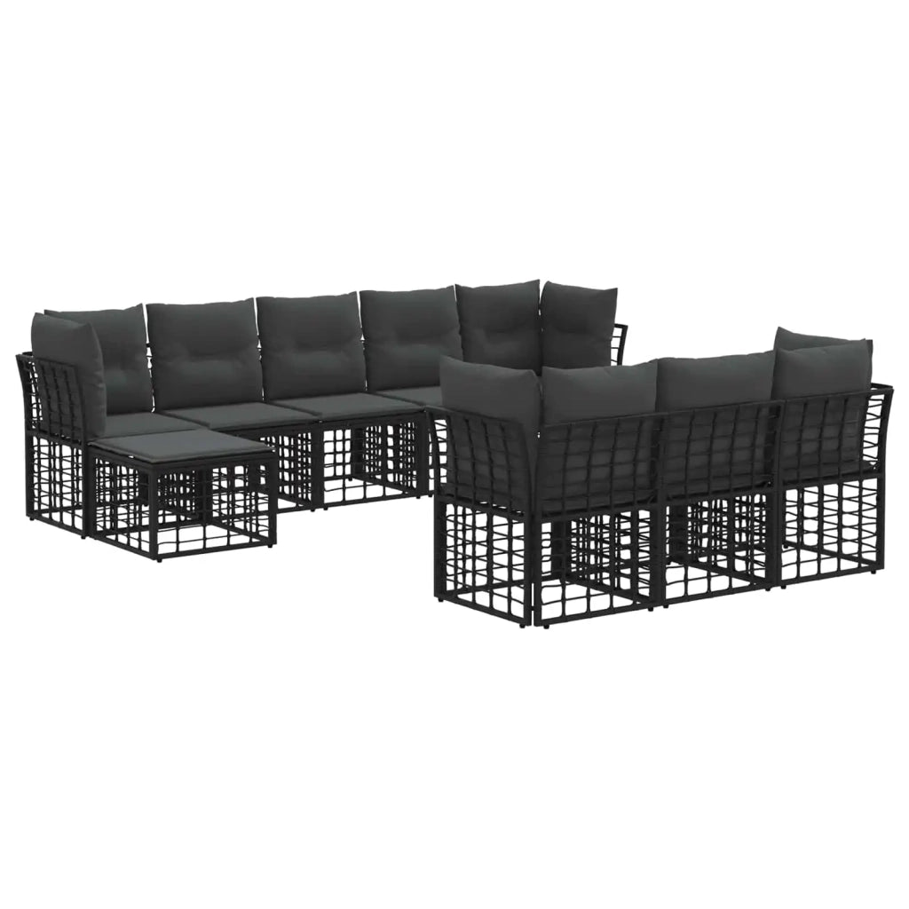 Set di divani da esterno Nero e Grigio scuro Poliestere 3437569