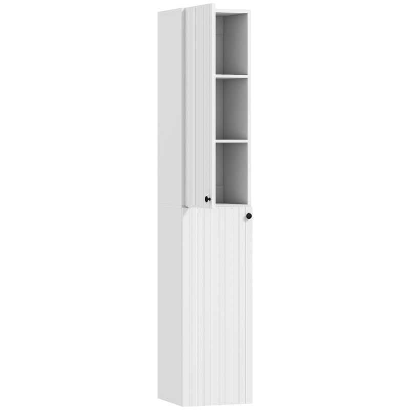 Mobiletto da bagno a parete, superficie laccata, 6 ripiani, MDF, bianco