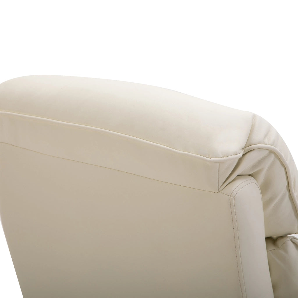 Poltrona Elettrica Reclinabile Alzapersona ¨C zephmum ¨C Crema Pelle PU con Telecomando e Poggiapiedi