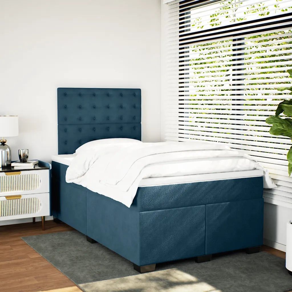 Giroletto a Molle con Materasso Blu 120x190 cm in Velluto