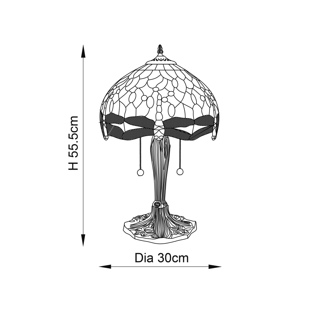 Lampada da tavolo Tiffany vetrata Dragonfly Beige 2xE27