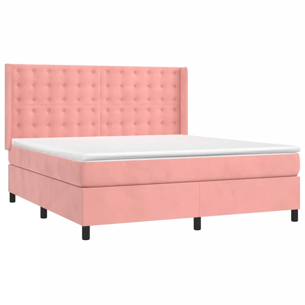 Giroletto a Molle con Materasso Rosa 160x200 cm in Velluto 3132932