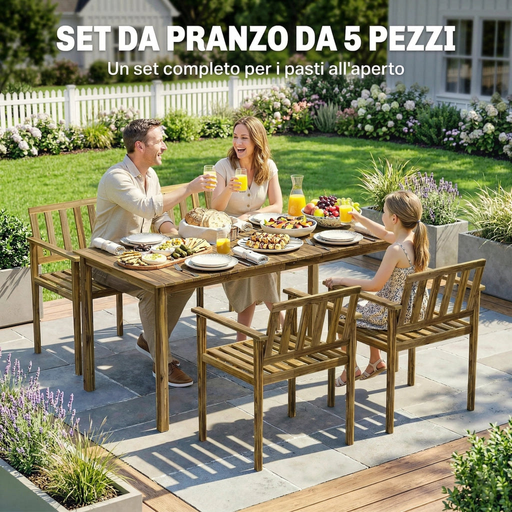 Set da pranzo 5 pezzi ¨C Minimal ¨C tavolo e sedie in teak per 4 persone