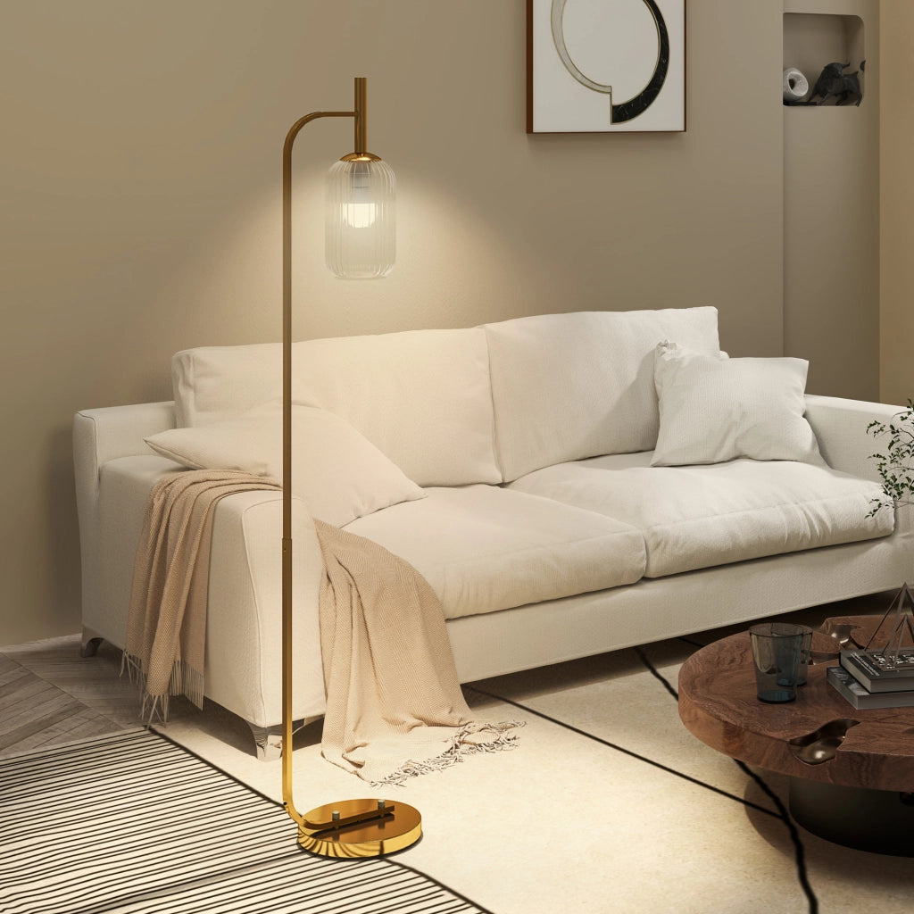 Lampada da terra ¨C Minimal ¨C metallo oro 29x25x152 cm