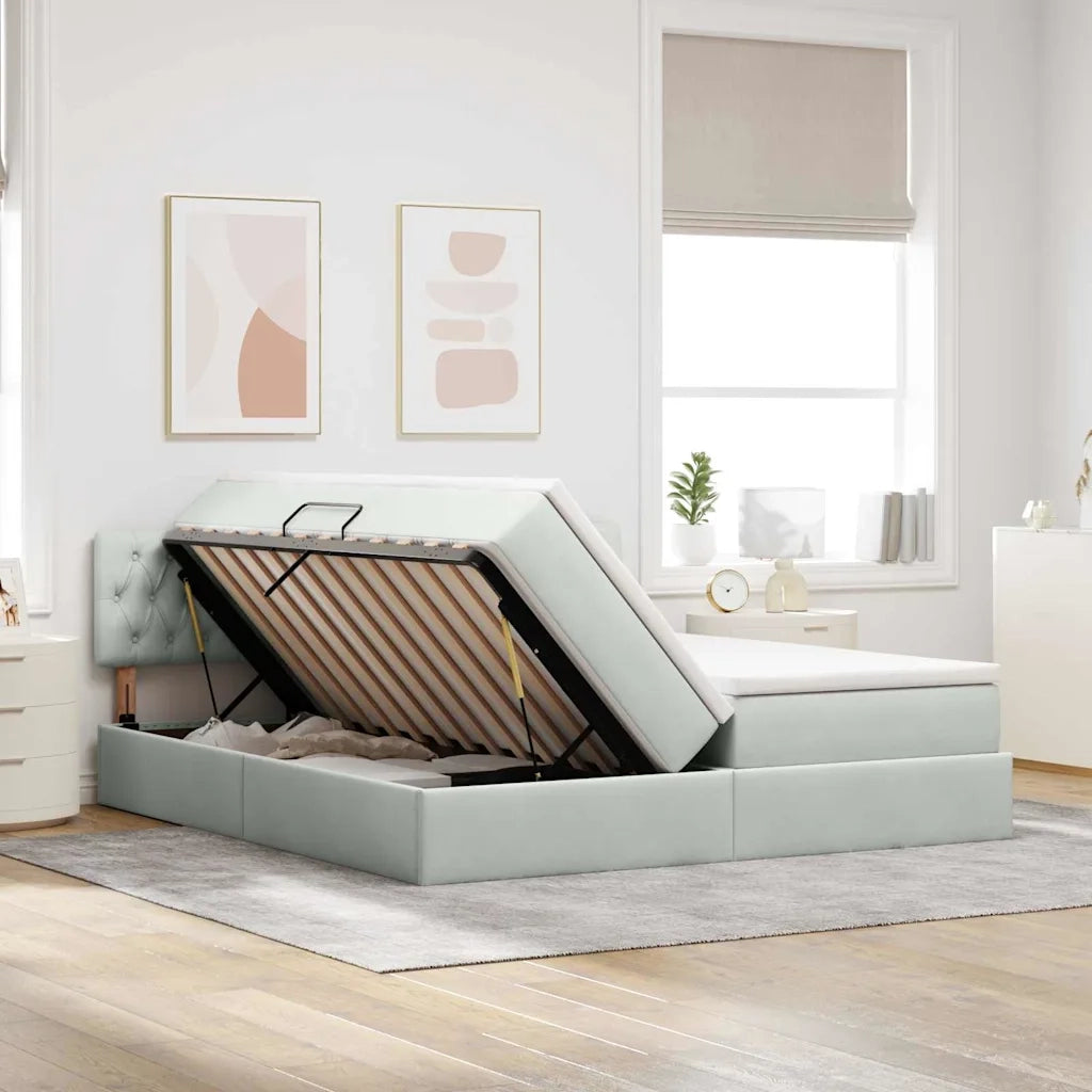 Letto con Contenitore con materasso Grigio chiaro 90 x 200 cm 3370985