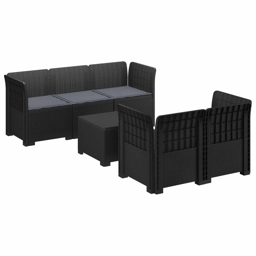 Divano da Giardino 5 Posti con Cuscini Stile Rattan PP 3443893