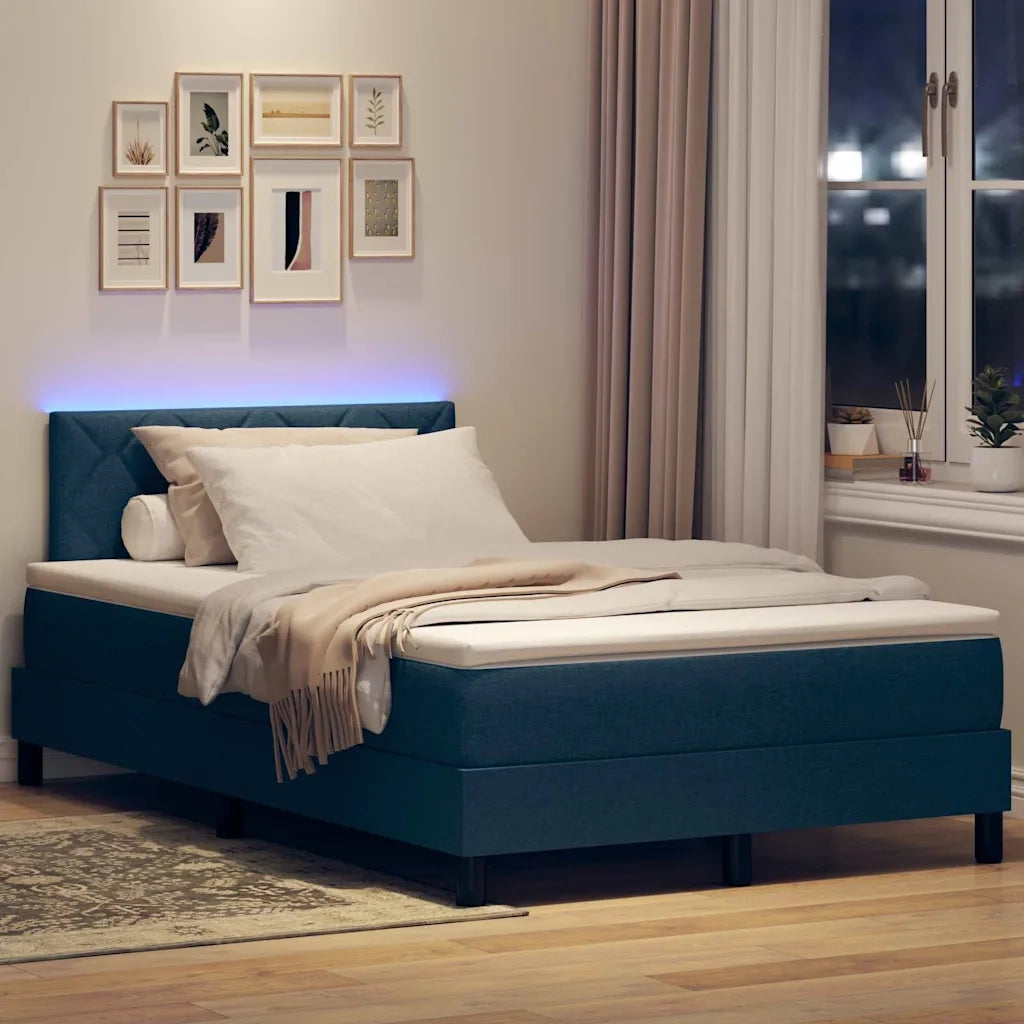Letto a molle con materasso con led Blu 120 x 200 cm Tessuto 3342281