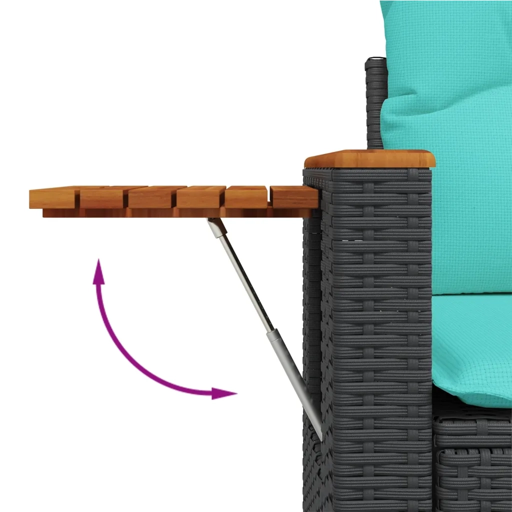 Set Divani da Giardino 6 pz con Cuscini Nero in Polyrattan
