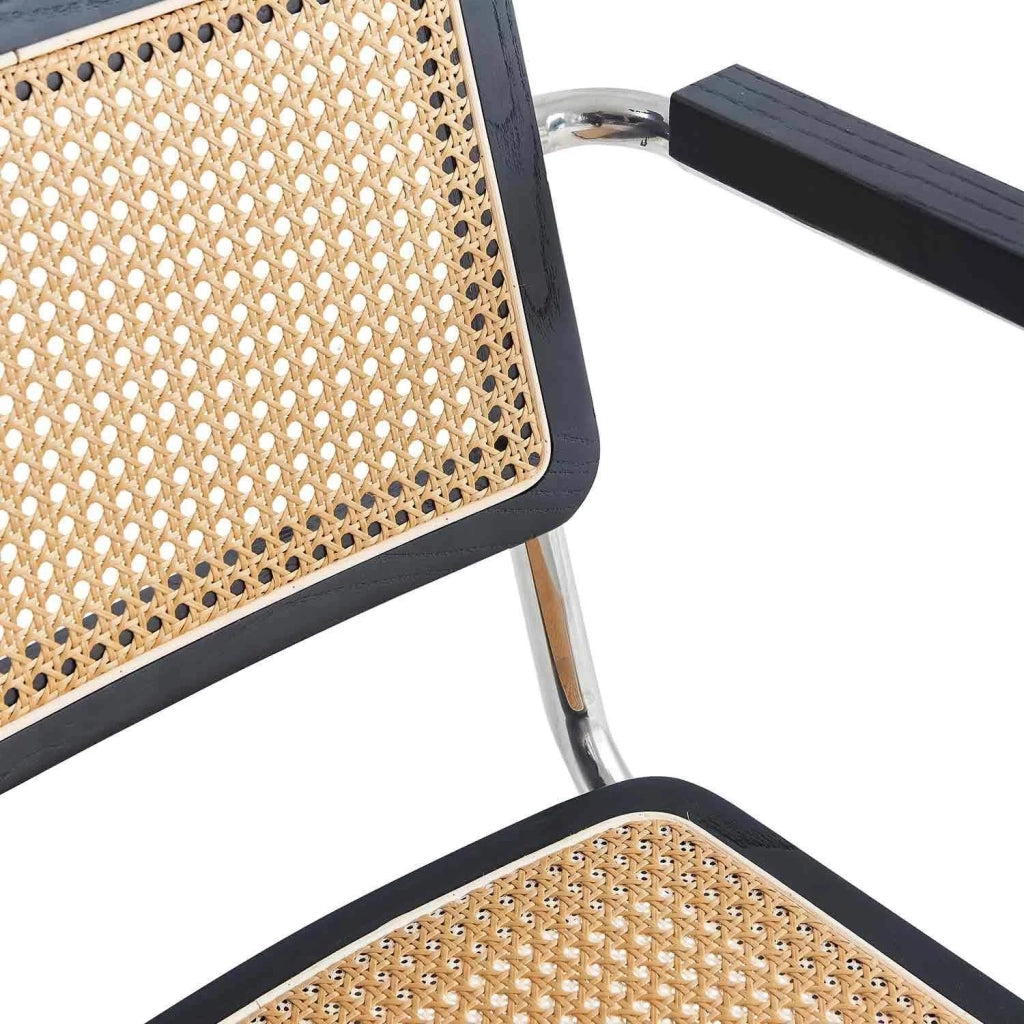 LÚZETE - POLTRONA WEBSTER RETTO NERO RATTAN NATURALE