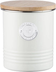 Cassa di stoccaggio con coperchio - Pastello crema - 1 l - Acciaio e bambù
