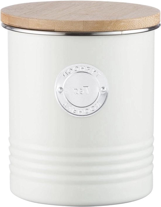 Cassa di stoccaggio con coperchio - Pastello crema - 1 l - Acciaio e bambù