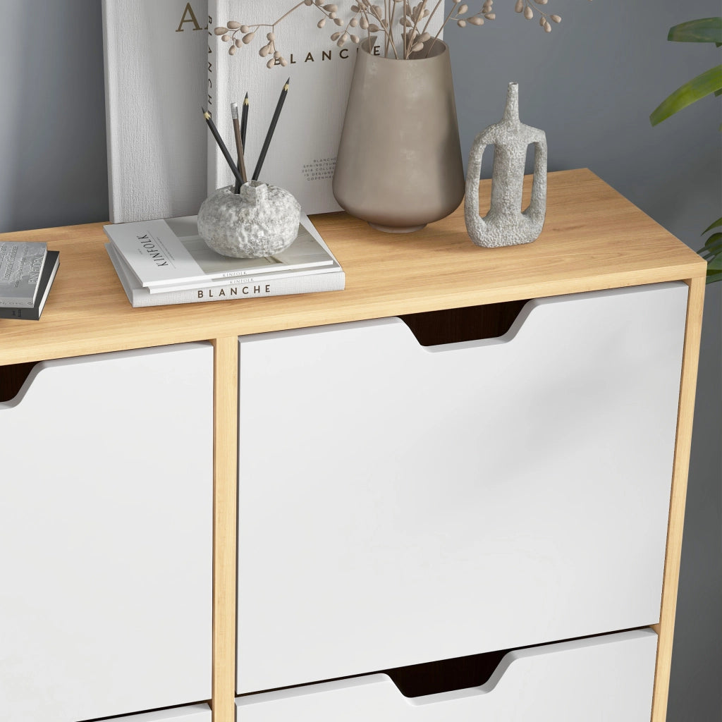 Scarpiera 4 ante con ripiano regolabile ¨C Minimal ¨C 95x26x95 cm in legno di pino naturale