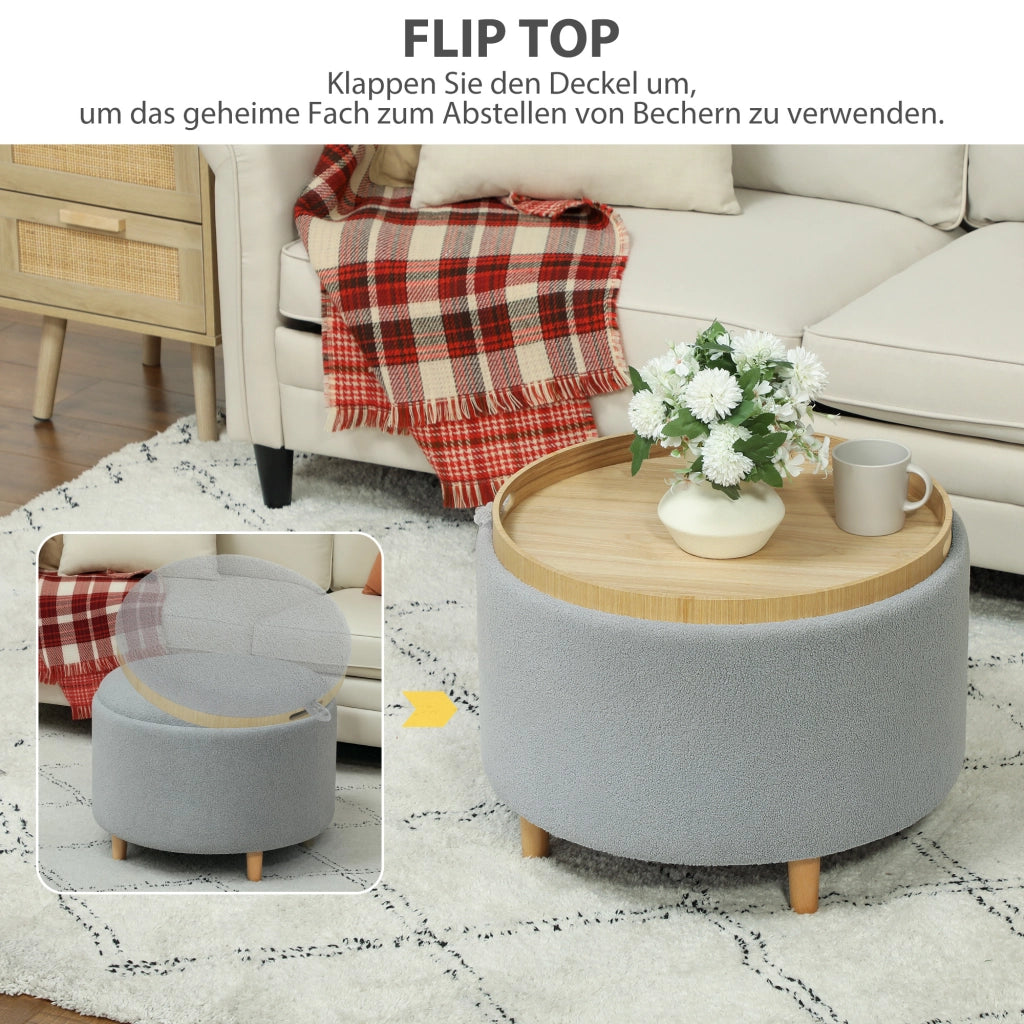 Pouf imbottito ¨C Minimal ¨C Grigio, Tessuto, 56x56x42 cm
