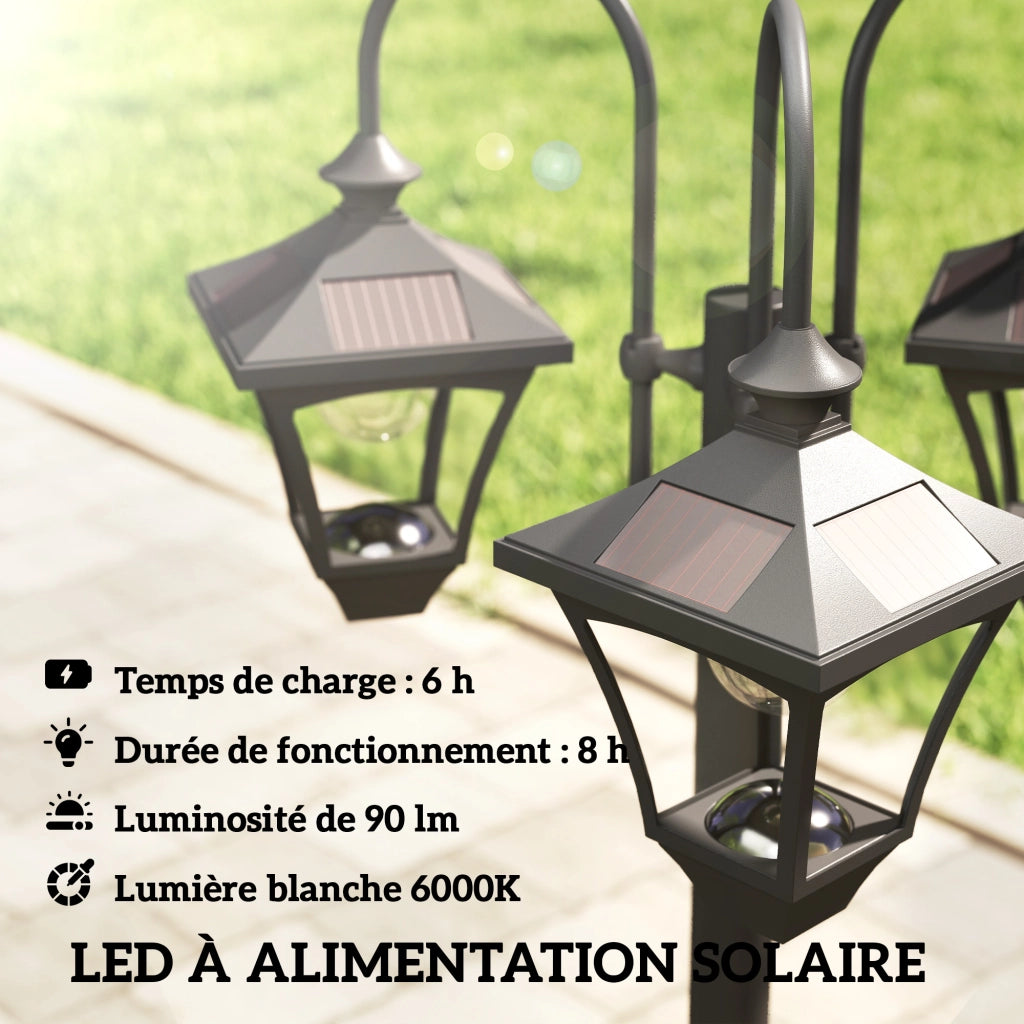 Lampada da Esterno 3 Luci con Vaso ¨C Zephmum ¨C Nero 52x52x185cm