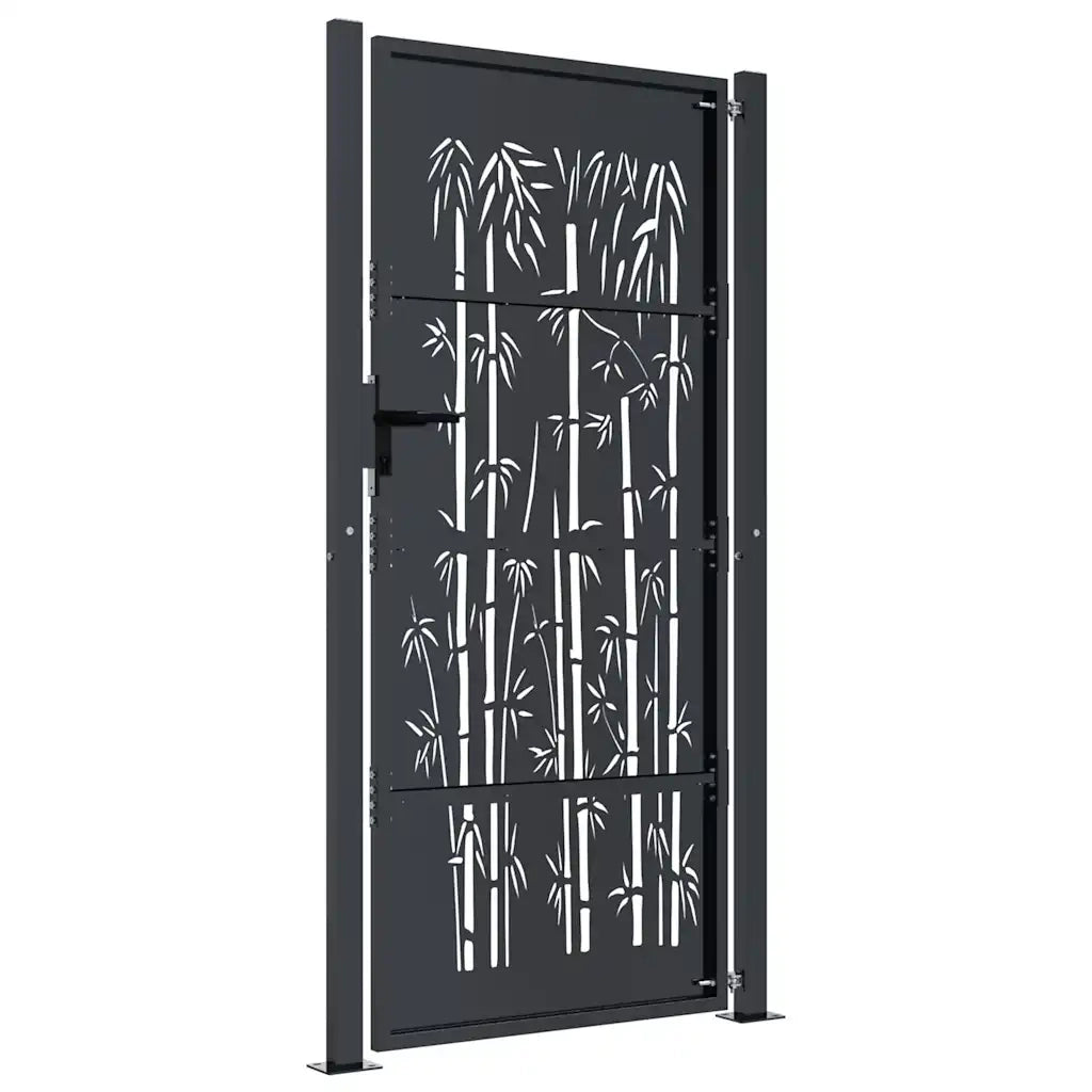 Cancello da giardino antracite 100x200 cm in acciaio e bambù 153183