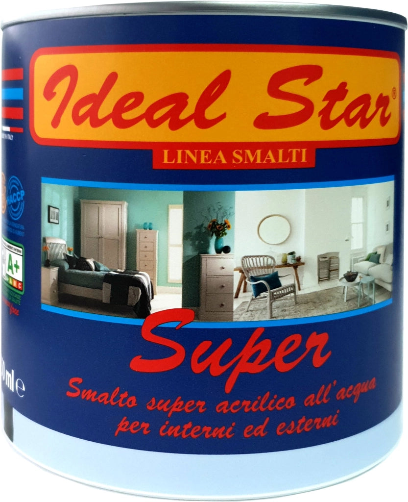 SMALTO ALL'ACQUA 'SUPER' IDEAL STAR 0,750 lt - Giallo opaco - IDEAL STAR