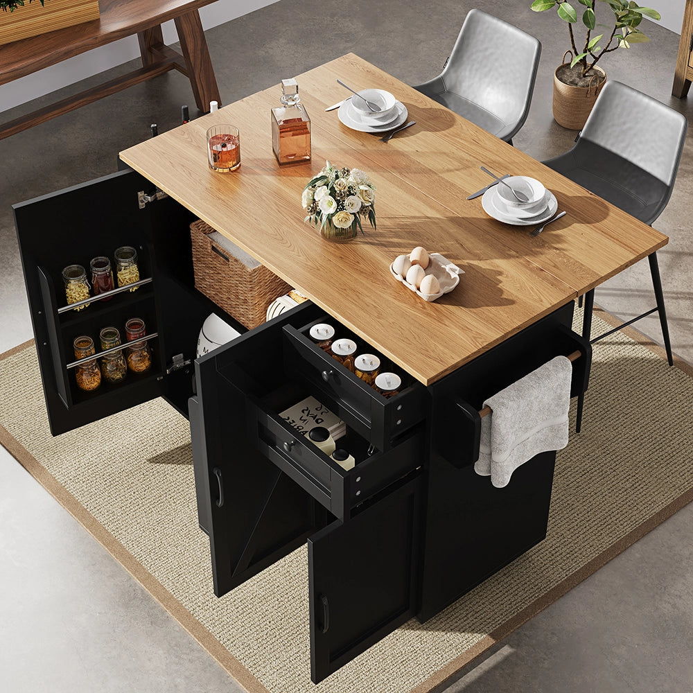 Isola cucina - Xylo - scaffali snack venatura legno nero