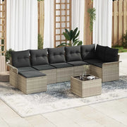 Set Divano da Giardino 8 pcs Grigio chiaro Poly Rattan
