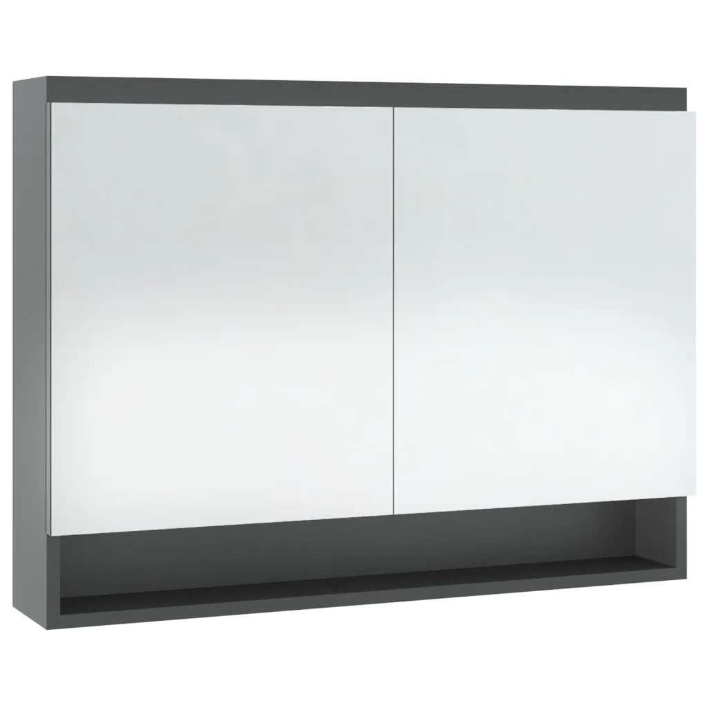 Armadietto Bagno con Specchio 80x15x60 cm in MDF Grigio 331534