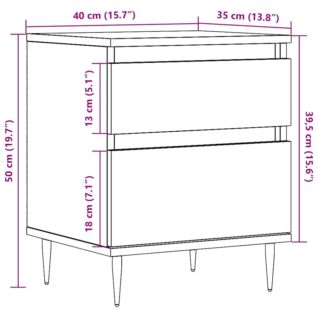Comodini 2pz Legno Antico 40x35x50 cm in Legno Multistrato 857397